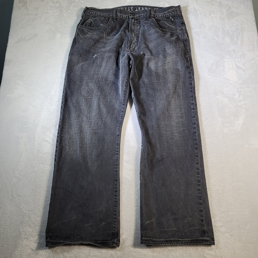 Guess Jeans Mens Size 38x32 Black Faded Relaxed Baggy Denim Distressed Skater